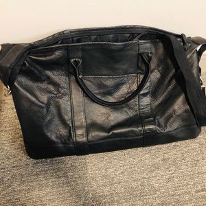 Black Leather Weekender Bag
